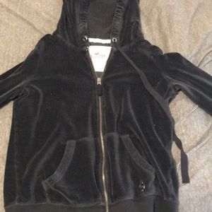 Black velvet zip up hoodie
